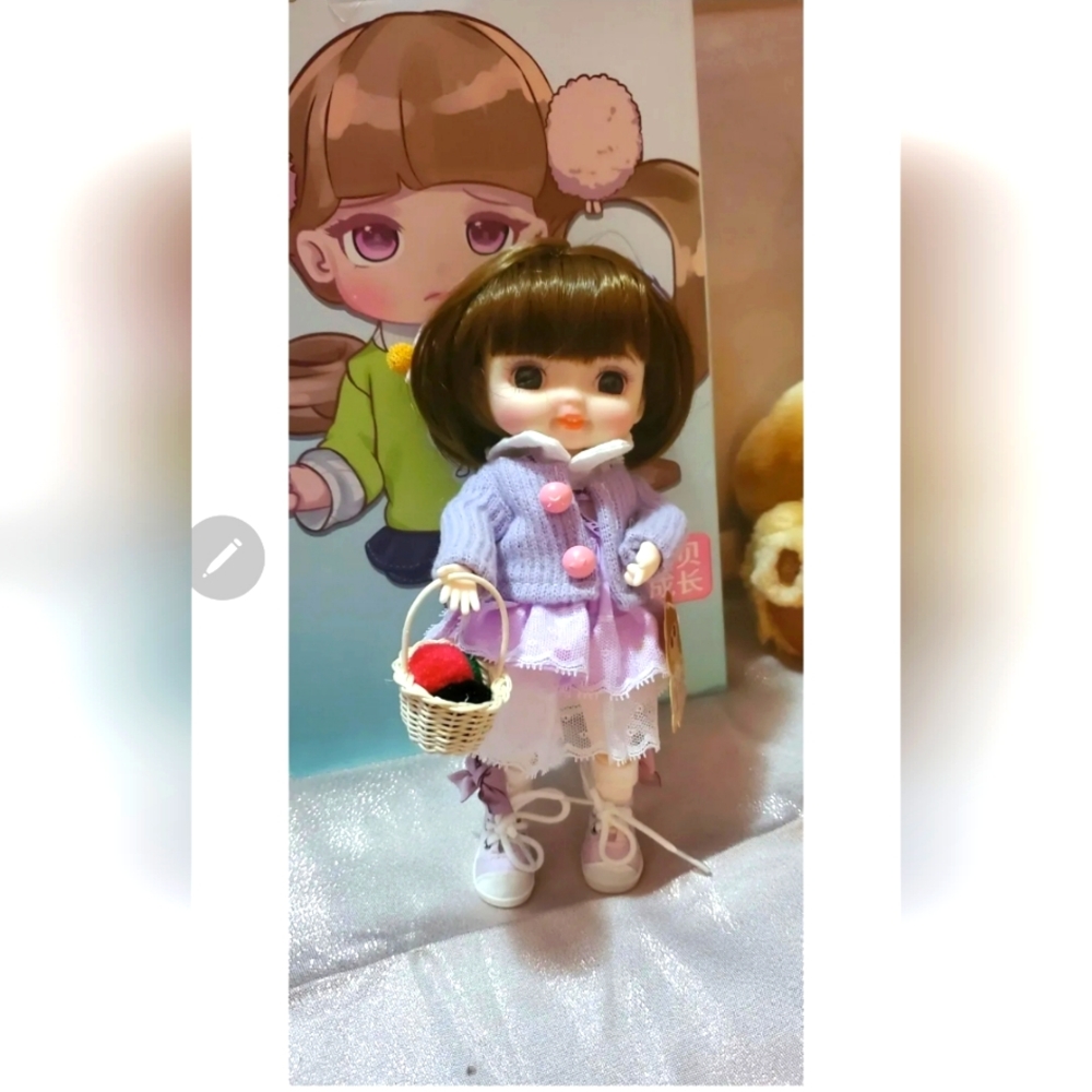 22.5cm 1/8  9 inch. BJD Doll Girl Handmade Clothes Shoes  Face Makeup New/Box